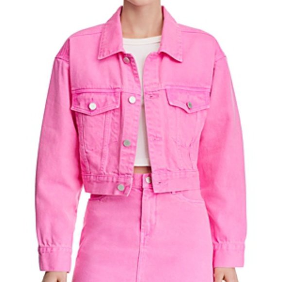 pink cropped jean jacket